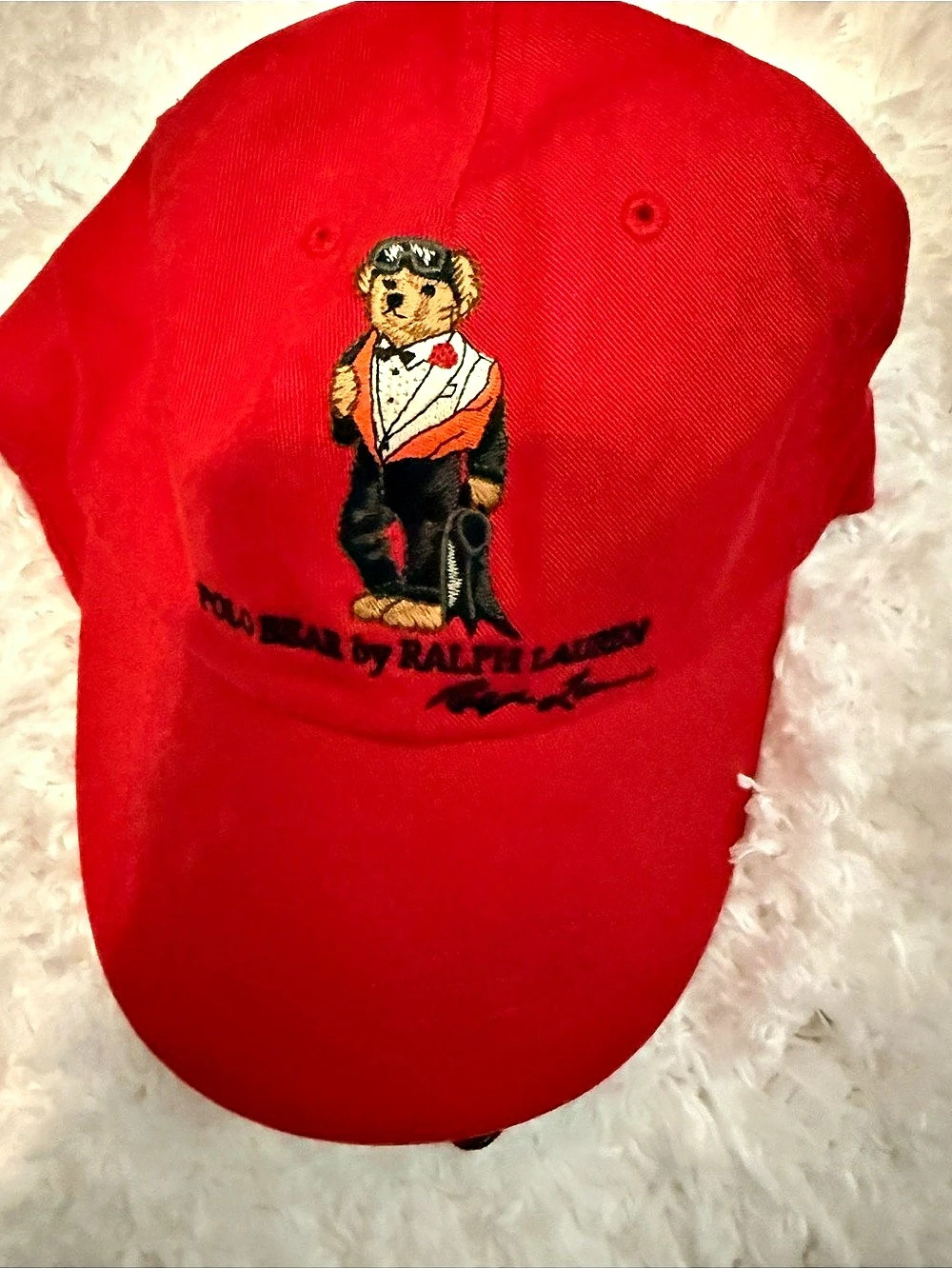 Polo Ralph Lauren Polo Bear Twill Ball Cap Embroidered Red & Brown